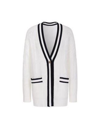 Knitwear manufacturer custom autumn v neck long sleeved wool knitted women's sweater cardigans