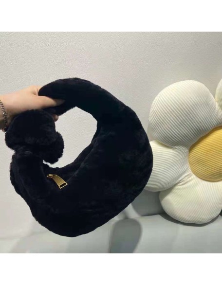 Wholesale Fashion Cute Real sheep Fur handbags woman bags luxury famous brands fur women bag with fur handle