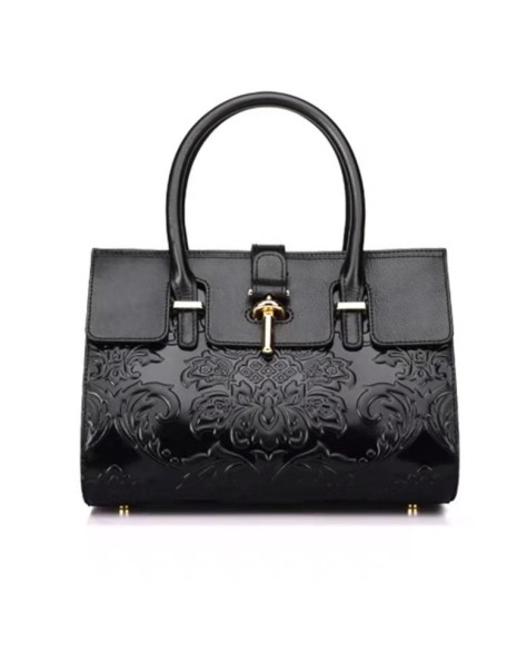 Handbag Fashion Elegant Retro Shoulder Sling Bag Top Handle Bags Genuine Cow Leather for Women Girls Clutch Single Flower CN;GUA