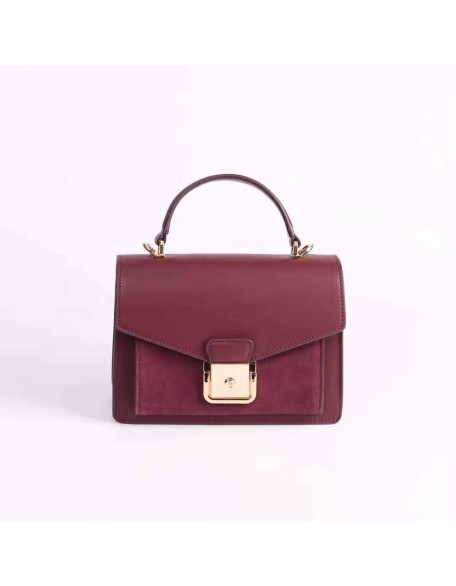 Factory Bulk Supply Cappuccino Top Quality Cowhide  Leather Fashion Shoulder rectangle leather handbags
