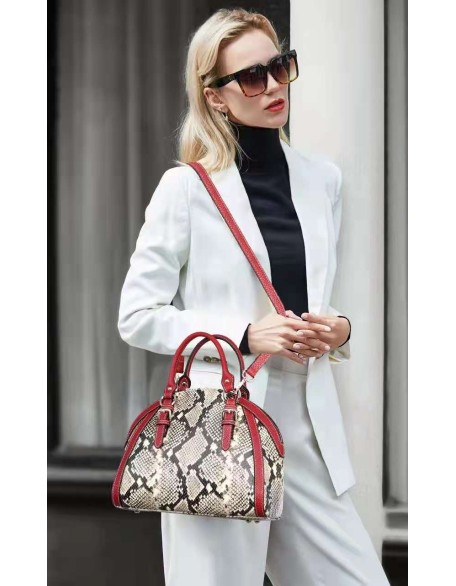 New Design Snake Pattern Shoulder Bag Luxury Genuine Leather Cross Body Bag High Quality Handbags for Women