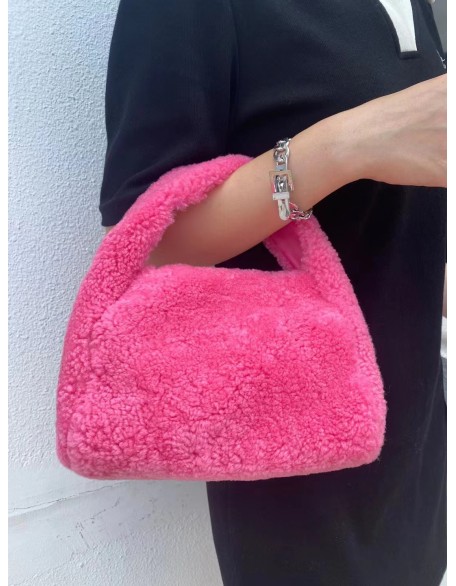 New  arrival classical style sheep fur mini autumn winter handbag for women woollen soft material shoulder bag for ladies