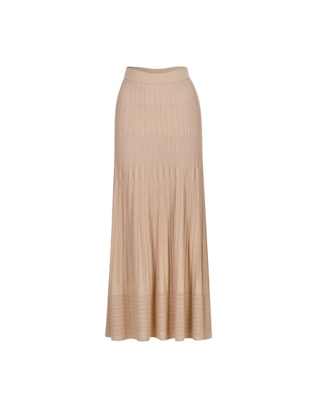 Knitwear manufacturers custom summer high waist elastic ribbed knit women's long skirt