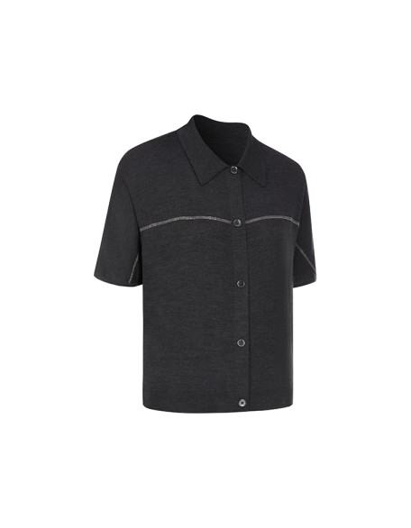 Knitwear manufacturers custom summer beaded wool elegant casual button knit top short cardigan sweater women knit cardigan women