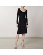 Knitwear manufacturers custom black v neck elegant casual sweater dress women clothing fall 2023 knit women's dresses