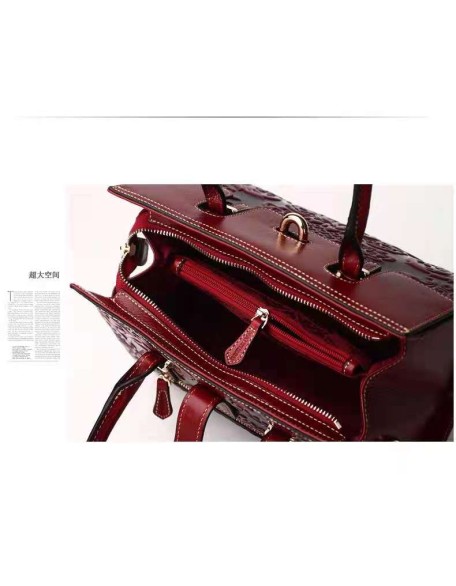 Handbag Fashion Elegant Retro Shoulder Sling Bag Top Handle Bags Genuine Cow Leather for Women Girls Clutch Single Flower CN;GUA