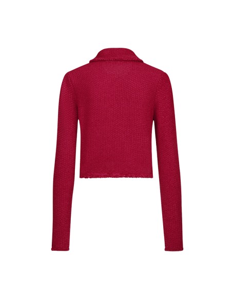 Knitwear manufacturers custom spring 2023 red fashion casual wool blend trendy custom knitted cardigans sweater for women