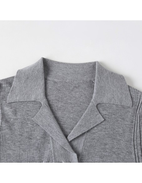 Oem Clothing Women Wool Knit Fall Sweater Custom Polo Collar Striped for Women Pullovers Autumn Computer Knitted Casual Standard