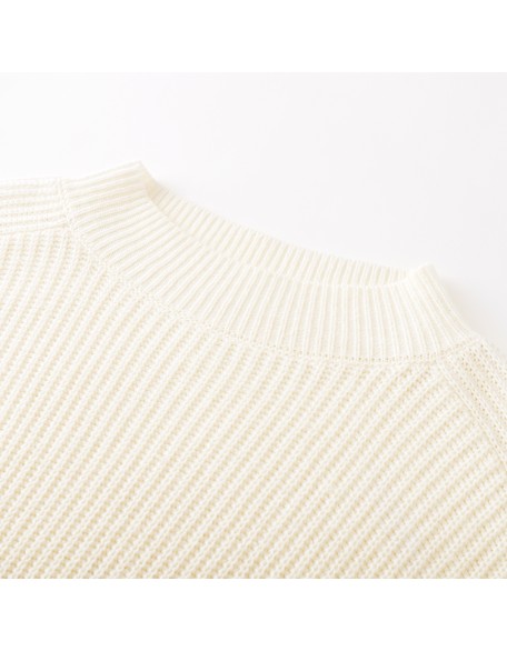 Knitwear manufacturers custom fall winter beige round neck long sleeve casual wool cashmere pull over sweater women knit sweater