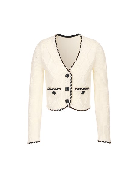 Knitwear manufacturers custom autumn beige v neck long sleeve casual korea cardigan women knit sweater cardigan