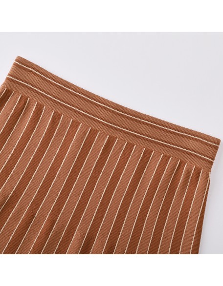 Knitwear manufacturers custom high waisted striped fashion casual maxi skirts for women formal knitted plus size womens skirts