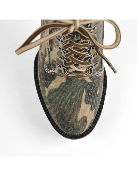 New collection Women's shoes canvas material Camouflage artwork platform block heels shoes good quality shoes