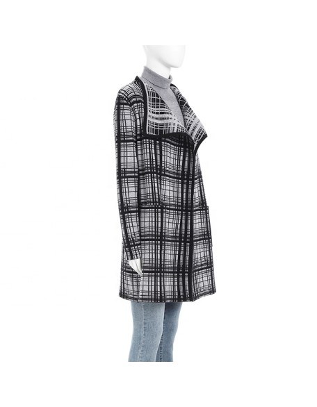 Knitwear manufacturer Women's Long Sleeve Lapel Casual Warm Plaid Knitted Coat