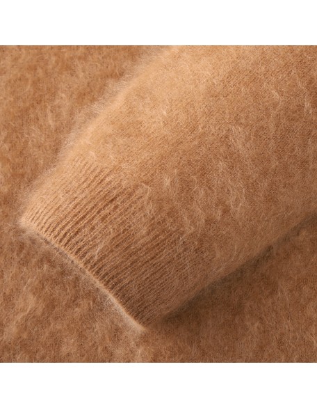 Knitwear manufacturers custom brown v neck warm cashmere casual knitted winter women's pullover sweater tops knit sweater women