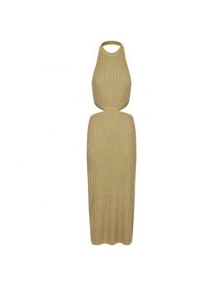 Knitwear manufacturers custom halter backless casual dresses women lady elegant party luxurious 2023 sweater knit women's dress