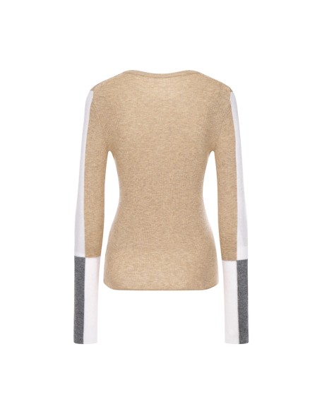 Knitwear manufacturers custom autumn winter roundneck long sleeve rib casual wool chunky sweater women knit sweater