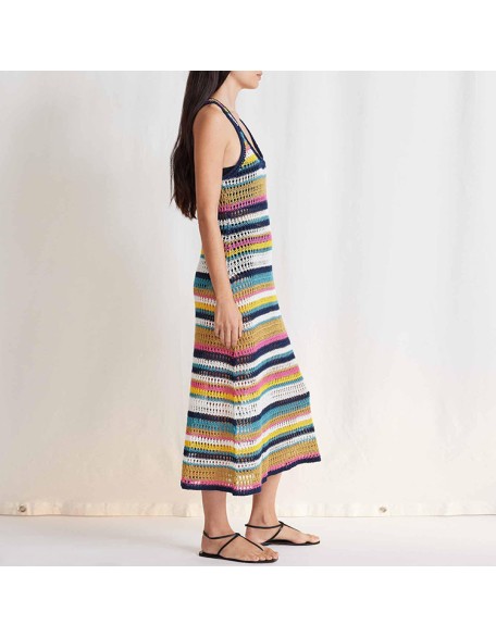 Knitwear manufacturers custom summer sleeveless hollow out sexy elegant casual oversized dresses for women sweater knit dresses