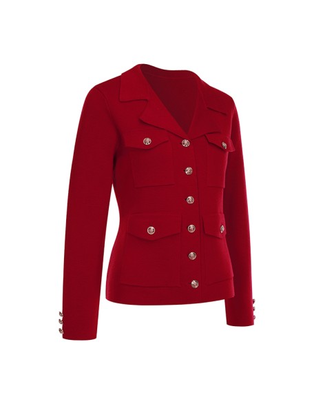 Knitwear manufacturers custom red casual wool blend knitted lady cardigan long sleeve sweater women knit sweater cardigan