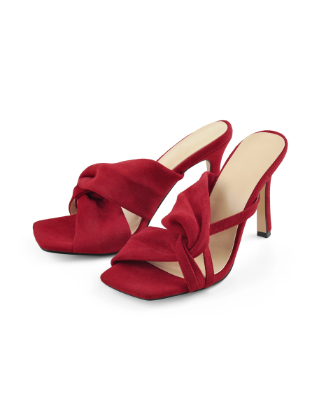 Red suede Material Slides ladies footwear female sandals shoes new fashion style