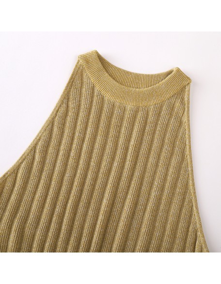 Knitwear manufacturers custom halter backless casual dresses women lady elegant party luxurious 2023 sweater knit women's dress