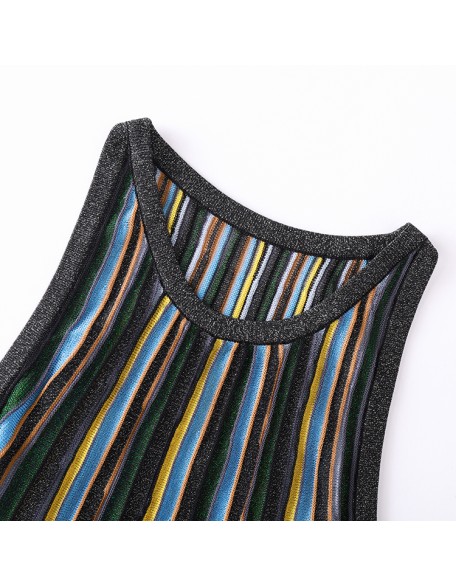 Knitwear manufacturers custom summer roundneck sleeveless elegant casual fancy dresses ladies women sweater knit women's dresses