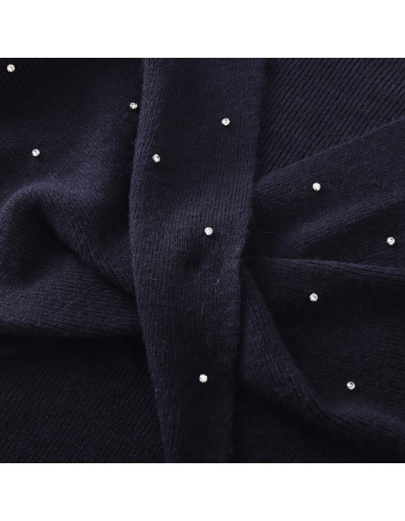 Knitwear manufacturer custom new spring loose cross V-neck temperament top beading knit cardigan women's sweater