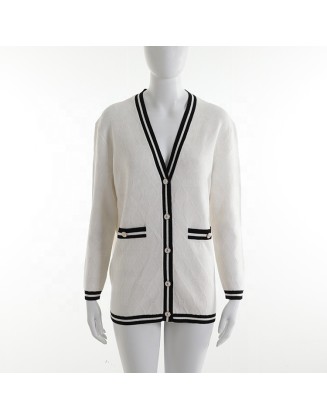2021 new white v neck cardigan Knit long Sweaters Ladies Coat Plus Size Sweaters