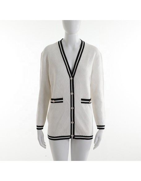 2021 new white v neck cardigan Knit long Sweaters Ladies Coat Plus Size Sweaters