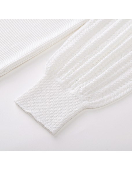 Knitwear manufacturers custom white round neck long sleeve elegant casual dresses women sexy formal sweater knit women's dresses