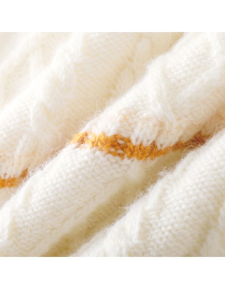 Knitwear manufacturers custom fall winter beige roundneck long sleeve casual woollen sweater for women knit sweater