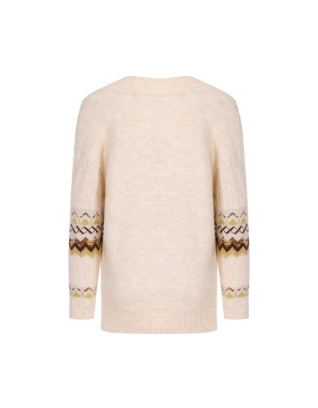 Knitwear manufacturer custom spring v neck long sleeved floral designs loose knit sweater cardigan women