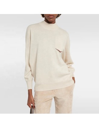 Knitwear manufacturers custom half turtleneck long sleeve elegant casual fashion pullover women knit top cashmere sweater women