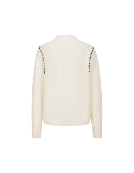 Knitwear manufacturers custom autumn winter half turtleneck wool elegant casual short loose knitted puffy pullover sweater women