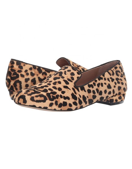 Slip on leopard leather material Dress women flat shoes