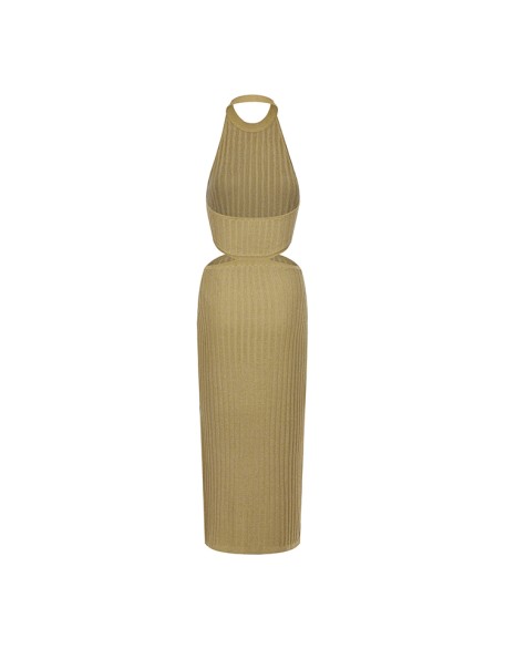 Knitwear manufacturers custom halter backless casual dresses women lady elegant party luxurious 2023 sweater knit women's dress