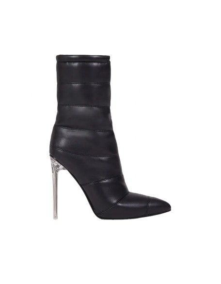 Black Color PU material shoes women boots heels designer shoes for ladies customer private label add on shoes crystal heel pumps