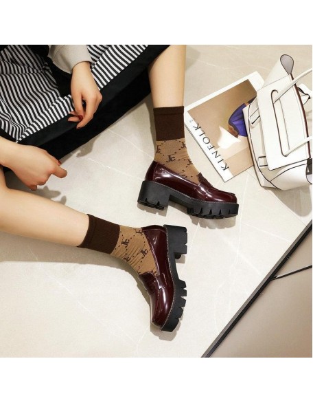 Loafer style PU material women flat creepers shoes hot selling boat shoes in stock factory price