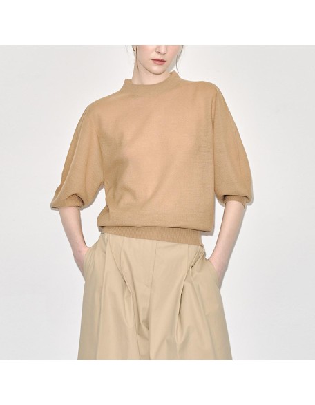 Knitwear manufacturers custom autumn winter loose elegant casual 100% wool turtleneck long sleeve pullover knit sweater women