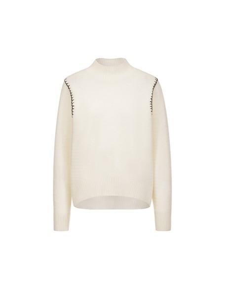 Knitwear manufacturers custom autumn winter half turtleneck wool elegant casual short loose knitted puffy pullover sweater women