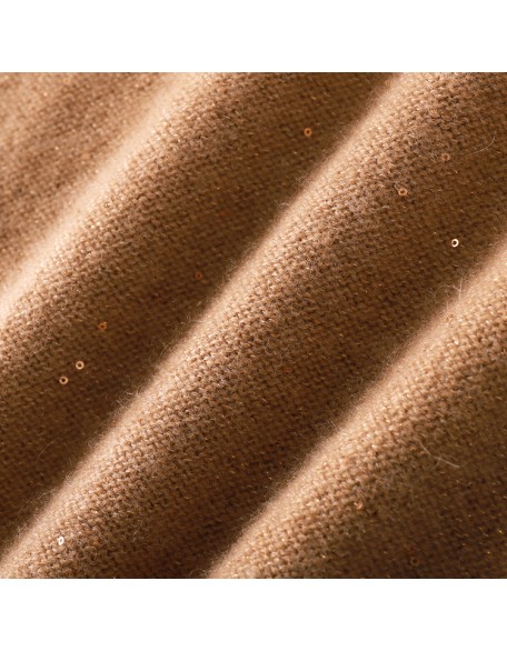 Knitwear manufacturers custom winter brown long sleeve sequin cashmere blend casual turtle neck women sweater knit sweater