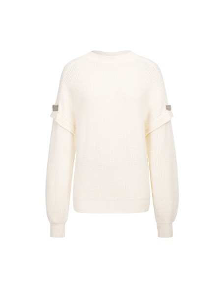 Knitwear manufacturers custom fall winter beige round neck long sleeve casual wool cashmere pull over sweater women knit sweater