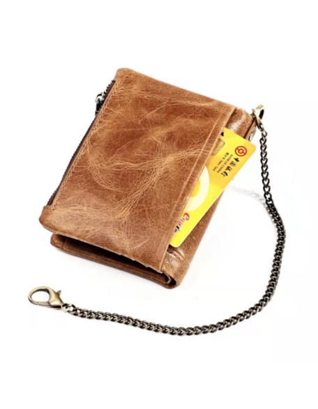 cappuccino RFID Genuine Cowhide Leather luxury Purse Casual Small Mini Leather Wallets Vintage Gents Mens Slim Wallet
