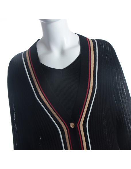 2021 Spring Autumn custom black v neck wool women knit sweater cardigan
