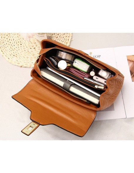 new fashion trendy  Boston top layer cowhide leather crocodile grain black leather lady luxury handbags