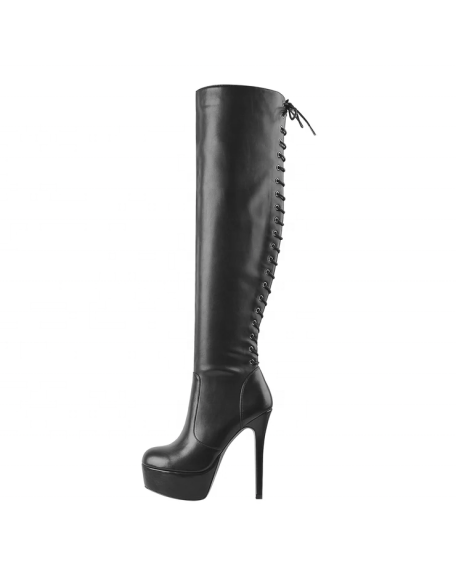Platform high heel fashion boots luxury winter season round toe footwear factory wholesaler price MOQ 30 pairs