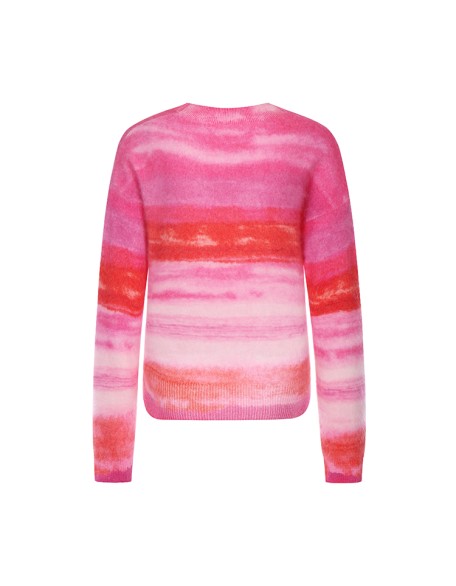 Knitwear manufacturers custom autumn winter 2023 pink round neck luxury casual cashmere fluffy sweater women knit sweater