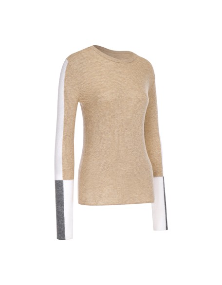 Knitwear manufacturers custom autumn winter roundneck long sleeve rib casual wool chunky sweater women knit sweater