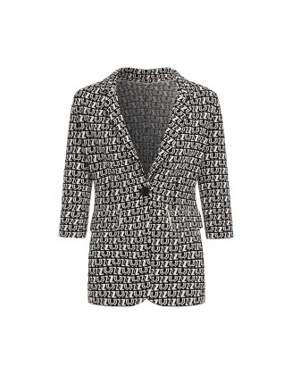 Knitwear manufacturer custom winter lapel long sleeves single breasted women's elegant knit blazer