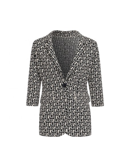 Knitwear manufacturer custom winter lapel long sleeves single breasted women's elegant knit blazer