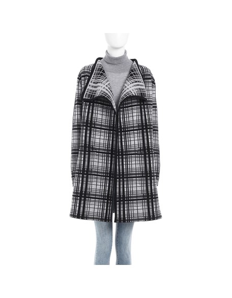Knitwear manufacturer Women's Long Sleeve Lapel Casual Warm Plaid Knitted Coat